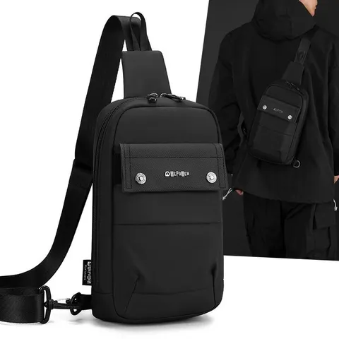 Bolso de Pecho Techwear para Hombre Impermeable Oxford Crossbody Moto Sling Mochila Moda Deporte Bolso de Hombro con Múltiples Bolsillos