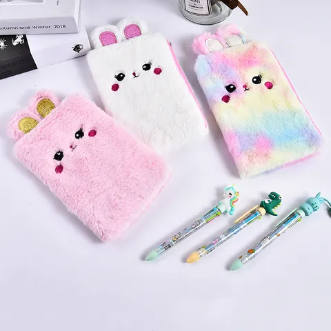 Simpatico Astuccio in Peluche a Forma di Coniglio Grande Capacità Astuccio per Trucco a Cartone Animato per Studenti Bambini Organizer per Cancelleria