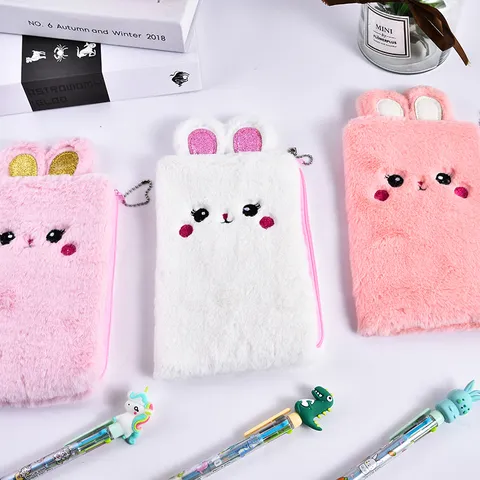 Simpatico Astuccio in Peluche a Forma di Coniglio Grande Capacità Astuccio per Trucco a Cartone Animato per Studenti Bambini Organizer per Cancelleria
