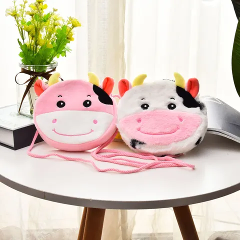 Süße Cartoon Kuh Plüsch Umhängetasche Für Kinder Weiche Kleine Tier Schultertasche Münzbörse Mini Aufbewahrungsbeutel Für Mädchen Geschenk