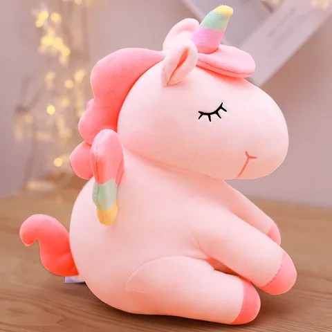 Giocattolo di Peluche Unicorno Arcobaleno Morbido Animale Di Pezza Con Ali Cuscino Per Dormire Regalo Per Bambini