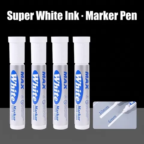 White Permanent Marker Pen Waterproof Quick Dry Oil Based Ink Large Capacity Refillable Marker For Stone Wood Glass Office Supplies