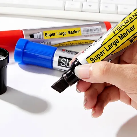 Waterproof Large Permanent Marker Pen MP-600 Extra Broad Tip Refillable Black Red Blue Oil-Based Ink Office Industrial Marker