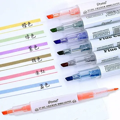 Double Ended Highlighter Pens Multi Color Soft Pastel Markers For Students Marking Note Taking Office School Stationery Styno