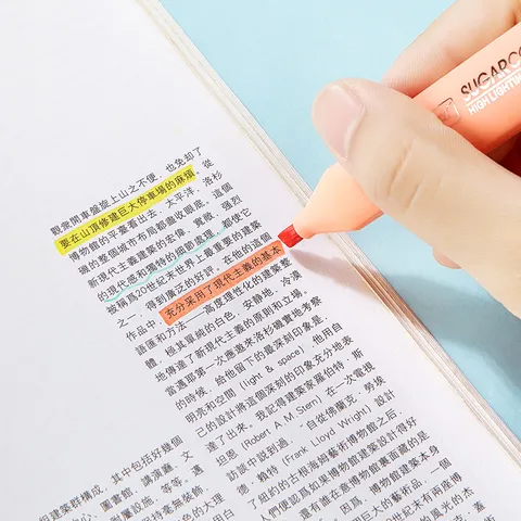Aesthetic Macaron Pastel Highlighter Pens Chisel Tip Soft Color Marker For Students School Office Supplies Stationery Hand Ledger Note Taking