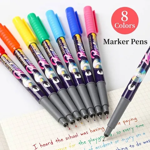 Permanent Marker Pen Waterproof Quick Drying Fine Tip Needle Point Markers For CD DVD Metal Plastic Glass Student Hook Line Drawing Pen