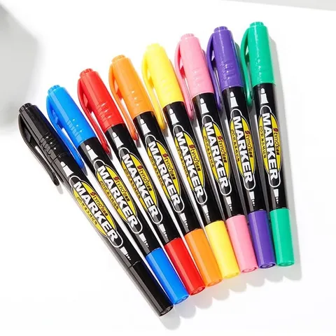 Dual Head Permanent Marker Waterproof Oil Based Sketch Pen Multicolor Marking Drawing Pen For Students Office Stationery