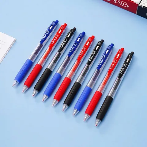 Druckgelschreiber 0.7mm Kugelspitze Schnelltrocknende Tinte Transparenter Schaft Weicher Gummigriff Büro Schule Schreibwaren