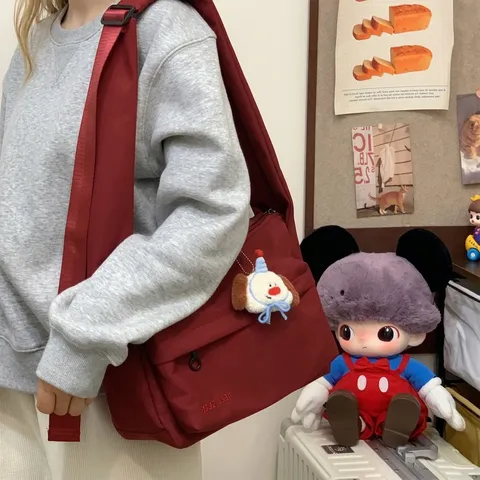 Women Minimalist Nylon Crossbody Bag Wide Shoulder Strap Messenger Bag Small Square Fashion Daily Versatile Travel Bag
