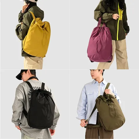 Lightweight Travel Backpack Large Capacity For Women Handbag Fashion Canvas Drawstring Backpack Casual Outdoor School Bag