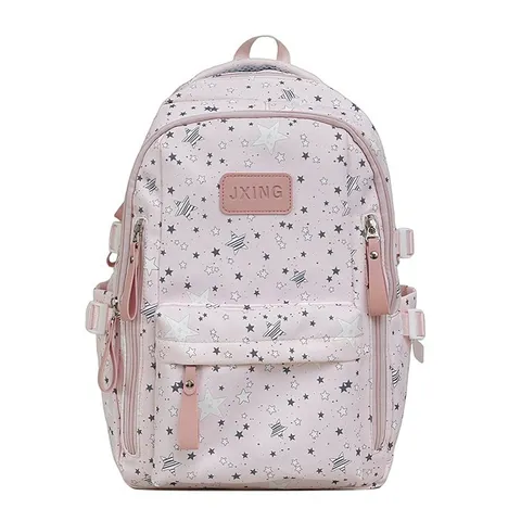 Zaino in Nylon con Stampa a Stelle Fresche Borsa da Scuola ad Alta Capacità per Ragazze Studentesse Stile Mori Girl