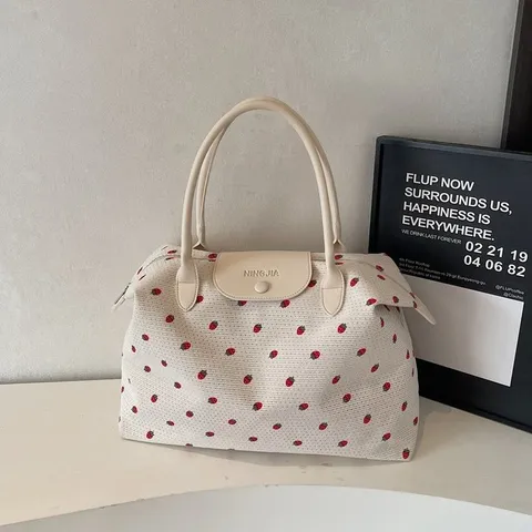 Borsa da Viaggio da Donna Grande Capacità Moda Stampa Fragola Borsa Leggera per Viaggi Weekend Palestra Pendolare Borsa Tote