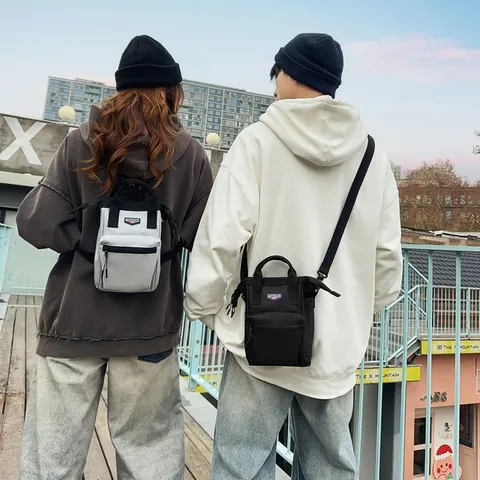 Unisex Mode Nylon Crossbody Tas Kleine Multifunctionele Mobiele Telefoon Tas Casual Outdoor Messenger Bag Voor Dames Heren Zwart Grijs