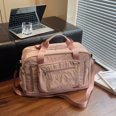 Large Capacity Expandable Nylon Travel Bag With Shoe Compartment Waterproof Fitness Duffel Bag For Business Trip Outdoor