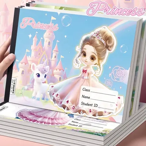 A4 Princess Animal Cartoon Drawing Book For Kids Thickened Blank Paper Sketchbook Lay-flat Sketch Pad For Painting Doodling