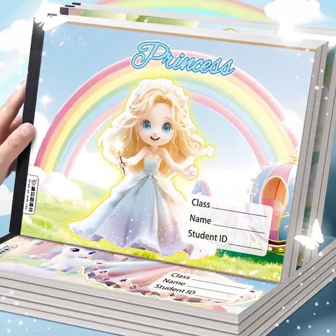 A4 Princess Animal Cartoon Drawing Book For Kids Thickened Blank Paper Sketchbook Lay-flat Sketch Pad For Painting Doodling