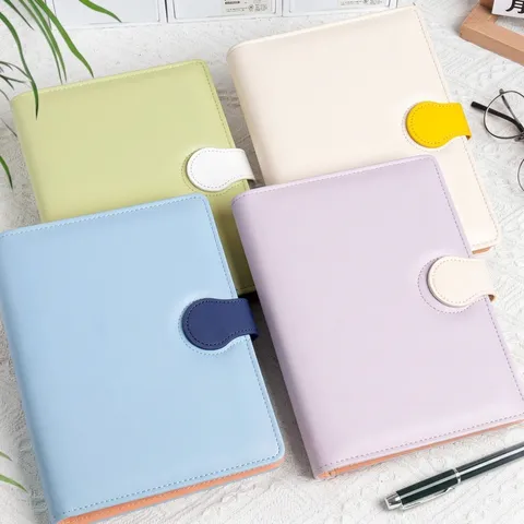 Minimalistisches PU-Leder A5 Loseblatt-Notizbuch Mit Magnetschnalle Macaron-Farbe Taschen-Journal Für Studenten Büro Tragbares Notizblock-Tagebuch