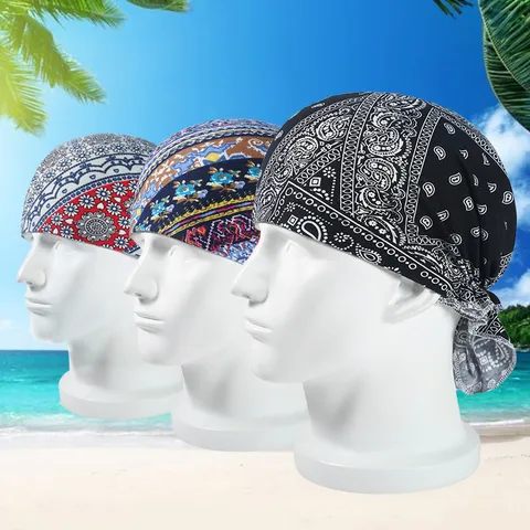 Unisex Pirate Bandana Hat Paisley Floral Print Patterns Thin Breathable Headscarf Skull Cap Outdoor Fashion Headwear