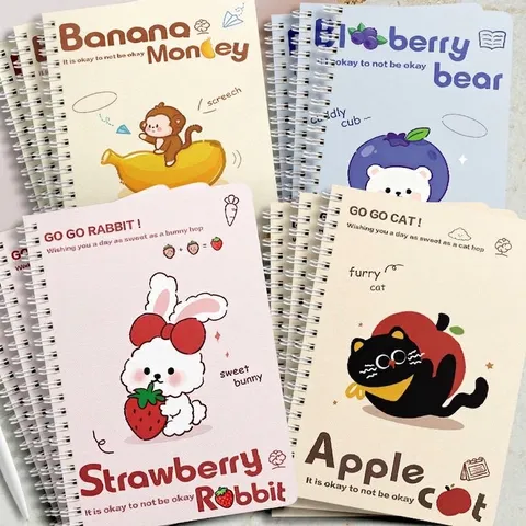 A5 B5 Spiralnotizbuch Verdicktes Spiralbuch Koreanischer Ins-Stil Cartoon Frucht Tier Muster Schulbedarf Student Notizblock