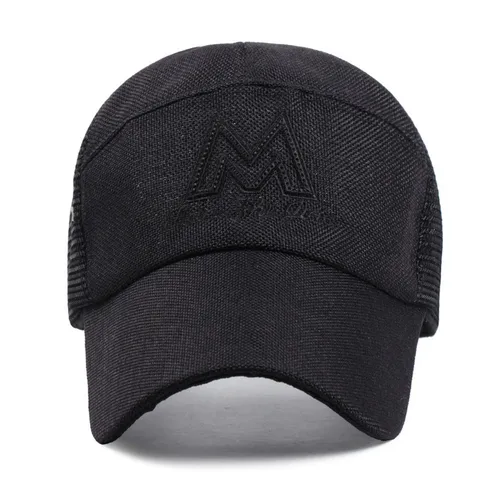 Men Women Linen Mesh Baseball Cap Outdoor Sun Protection Long Brim Breathable Trucker Hat Adjustable Summer Sport Snapback