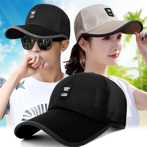 Gorra de Béisbol Unisex de Malla Transpirable Ala Extendida Protección Solar Deporte Trucker Hat para Hombre Mujer Casual Moda Snapback