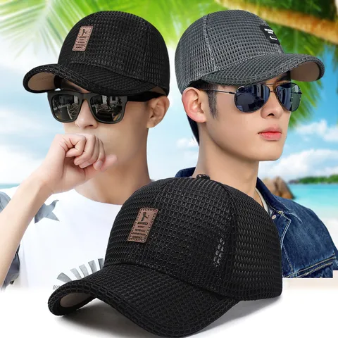 Summer Breathable Mesh Baseball Cap Sun Protection Outdoor Adjustable Trucker Hat For Men Women Travel Beach Sport Mesh Hat