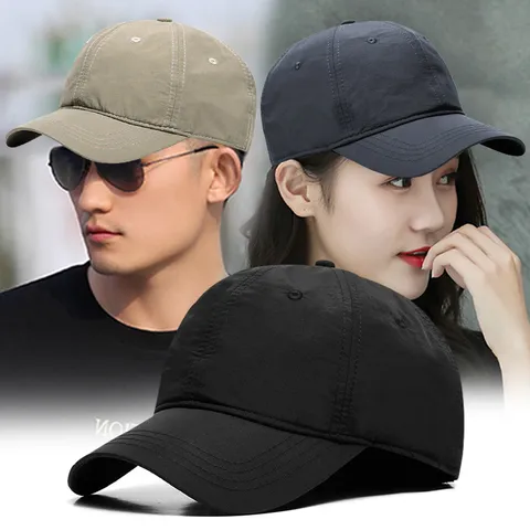 Baseball Cap Men Women Sun Hat Quick Dry Breathable Large Head Circumference Outdoor Adjustable Sport Hat Solid Color Cap