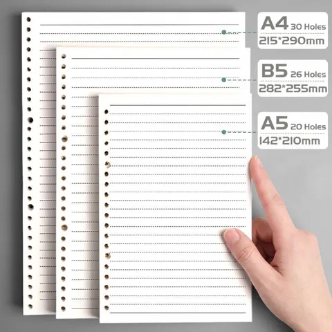 A4 B5 A5 Loseblatt Papier Nachfüllung Für Ringbuch Notizbuch 20 26 30 Löcher Liniert Gitter Blanko Verdicktes Schreibpapier Studentenbedarf