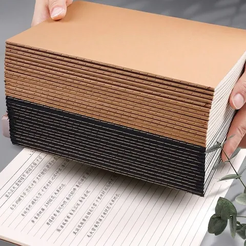 Cuaderno de Papel Kraft Retro A4 B5 A5 Páginas Interiores Blancas Rayadas Cuadriculadas Cuaderno de Bocetos para Estudiantes Oficina