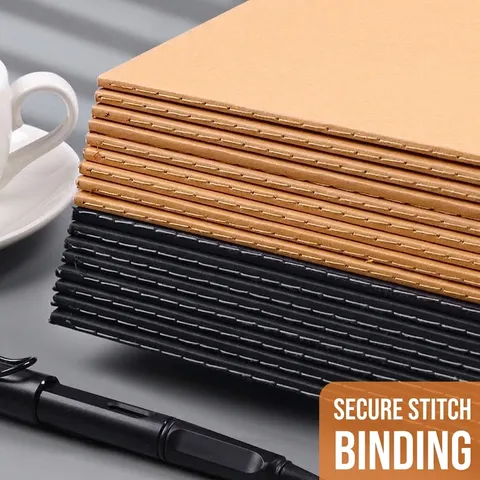 Cuaderno de Papel Kraft Retro A4 B5 A5 Páginas Interiores Blancas Rayadas Cuadriculadas Cuaderno de Bocetos para Estudiantes Oficina