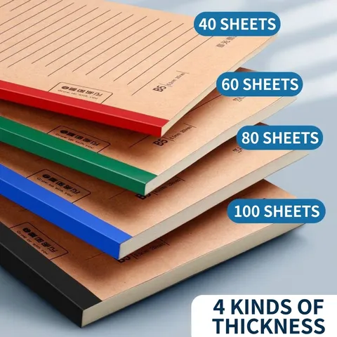 Thickened Kraft Paper Notebook A5 B5 Lined Exercise Book For Students Office Minimalist Wireless Glue Binding Stationery Pad