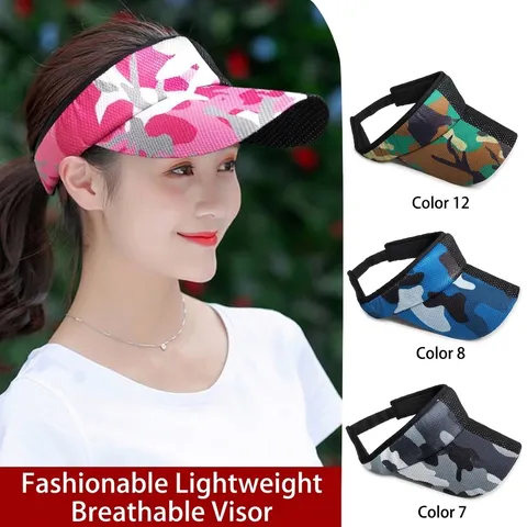 Visera de Sol Camuflaje Lunares Mujeres Hombres Deporte Exterior Senderismo Ciclismo Ajustable Transpirable Gorra