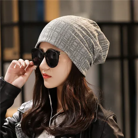 Gorro Slouchy Vintage para Mujer Algodón Suave Punto Turbante Casual Streetwear Elástico Deportes Fitness Cálido Tocado