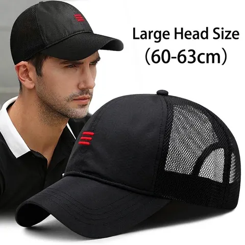 Men Mesh Baseball Cap Quick Dry Large Head Size Adjustable Breathable Sun Hat Outdoor Casual Sport Trucker Hat