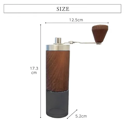 Manual Coffee Grinder Portable Stainless Steel Wood Grain Texture Ceramic Burr Adjustable Mill For Home Travel Hand Brew Bean Grinder