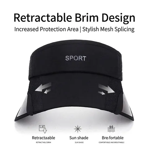Sombrero Visera Parasol Unisex para Deportes al Aire Libre Con Ala Grande Retrátil Protección UV Ajustable Poliéster Transpirable Gorra Pesca
