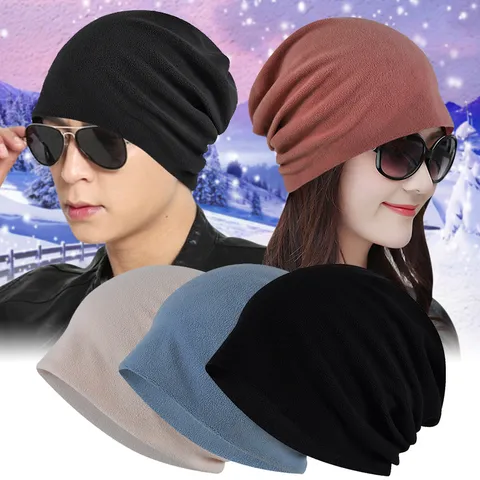 Winter Slouchy Polar Fleece Beanie For Men Women Thickened Thermal Windproof Outdoor Cycling Skiing Sports Soft Warm Hat