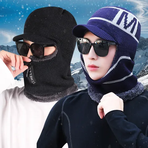Hombres Mujeres Invierno Pasamontañas Gorro de Punto Forro de Vellón Protección para los Oídos Polaina de Cuello Cálido Ciclismo al Aire Libre a Prueba de Viento Gorra de Lana Térmica