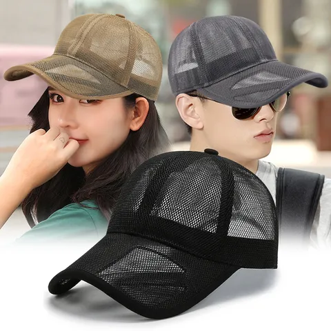 Breathable Mesh Baseball Cap For Men Women Summer Sun Hat With Long Brim Large Head Size Hollow Out Outdoor Sports Snapback Cap