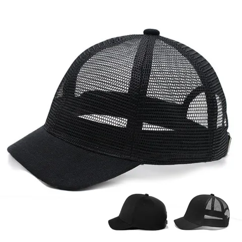 Short Brim Baseball Cap For Large Head Men Women Breathable Mesh Sun Hat Summer Adjustable Minimalist Duckbill Trucker Hat