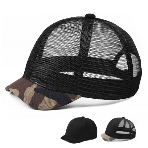 Heren Baseballpet met Korte Rand Hard Top Hip Hop Streetwear Ademende Mesh Hoed Verstelbaar Zonwering Vintage Sportpet
