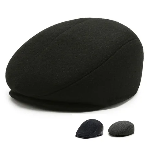 Herren Winter Wollstoff Schiebermütze Retro Ohrenschutz Newsboy Hut Warme Dicke Baskenmütze Für Ältere Männer Forward Hat