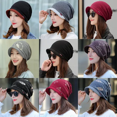 Women Slouchy Beanie Hat With Soft Brim Autumn Winter Warm Turban Hat Postpartum Breathable Cotton Knit Pullover Hat Accessory