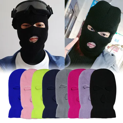 Passamontagna Unisex a 3 Fori in Maglia Maschera Antivento Scaldacollo per Ciclismo all'Aperto Sci Copertura Integrale Calda