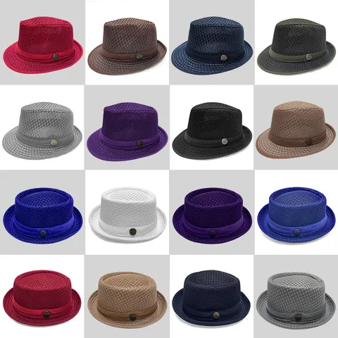 Summer Breathable Mesh Fedora Hat British Style Jazz Sun Hat For Men Women Outdoor Beach Party UV Protection Vintage Panama Cap