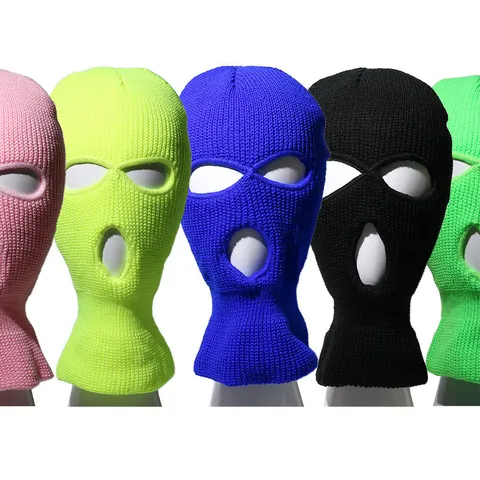 Passamontagna Unisex a 3 Fori in Maglia Maschera Antivento Scaldacollo per Ciclismo all'Aperto Sci Copertura Integrale Calda