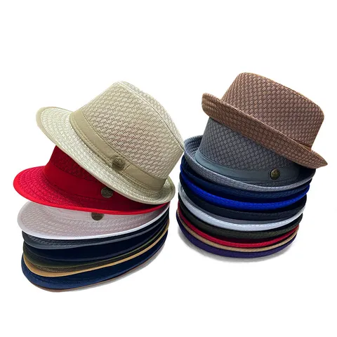 Summer Breathable Mesh Fedora Hat British Style Jazz Sun Hat For Men Women Outdoor Beach Party UV Protection Vintage Panama Cap