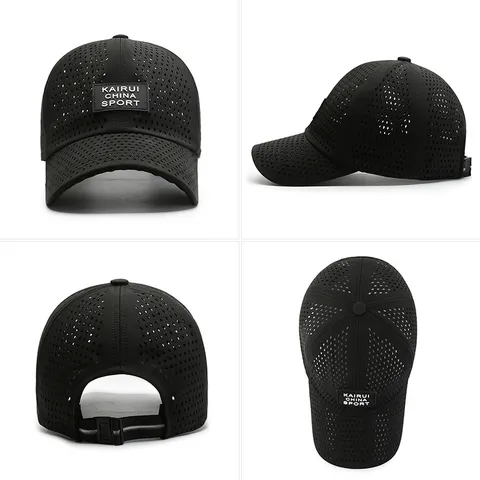 Quick Dry Mesh Baseball Cap Men Women Breathable Diamond Perforated Sun Hat Adjustable Sport Trucker Hat Navy Blue Grey Black