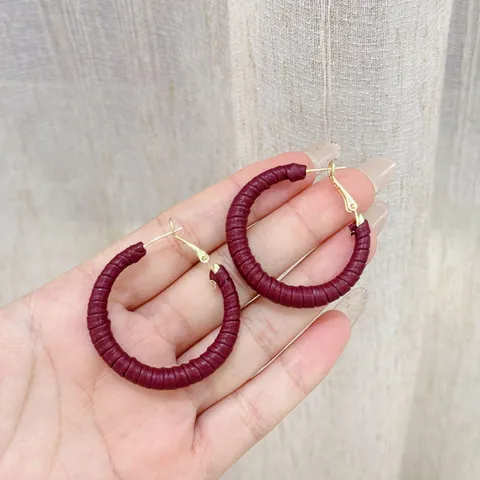 Vintage Ankara Red Leopard Print Wrapped Leather Hoop Earrings For Women Lightweight Fashion Geometric Circle Earring Jewelry Gift