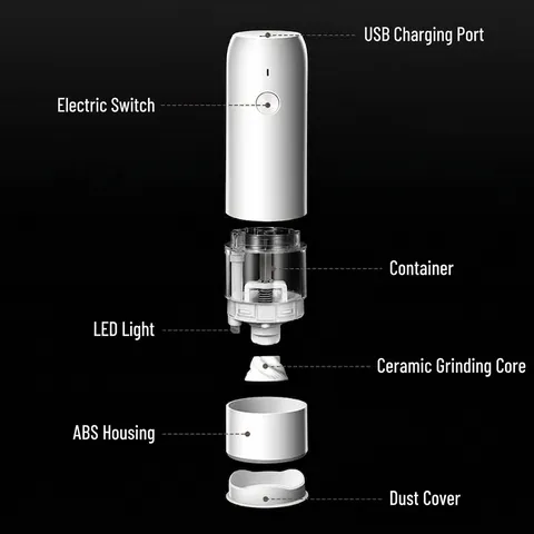 Macinapepe Elettrico Regolabile Macina Spezie Automatico Elettrodomestico da Cucina Tritatutto per Alimenti Domestico